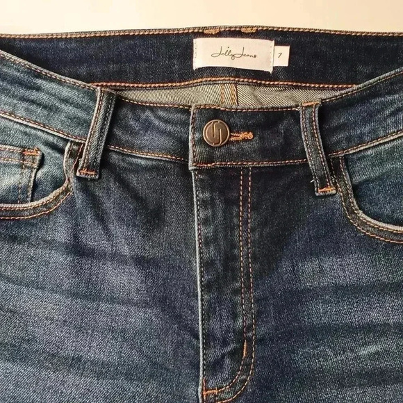 Jelly Jeans Denim Size 7 Chewed Edge Hem Mid Rise Medium Wash Skinny Leg - Picture 3 of 10